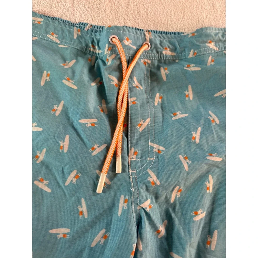 Johnnie-O Mens Surfer Print Swim Trunks Light Blue XL Board Shorts Mesh Lined XL